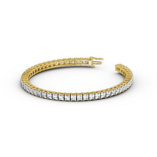 1.90CTW Princess Lab Grown Diamond Tennis Bracelet  customdiamjewel 10KT Yellow Gold VVS-EF