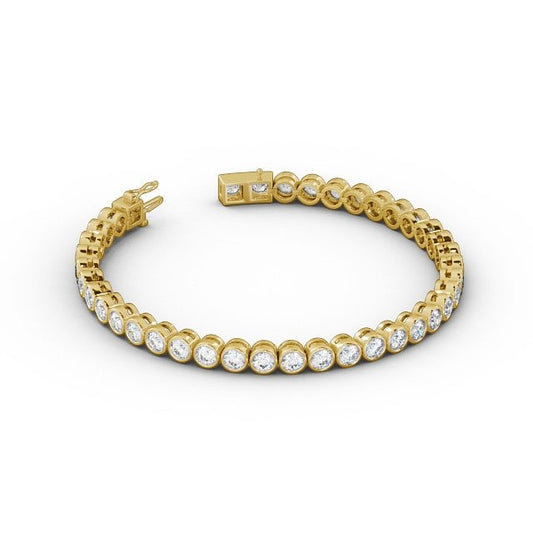 2.60CTW Round Lab Grown Diamond Bezel Tennis Bracelet  customdiamjewel 10KT Yellow Gold VVS-EF