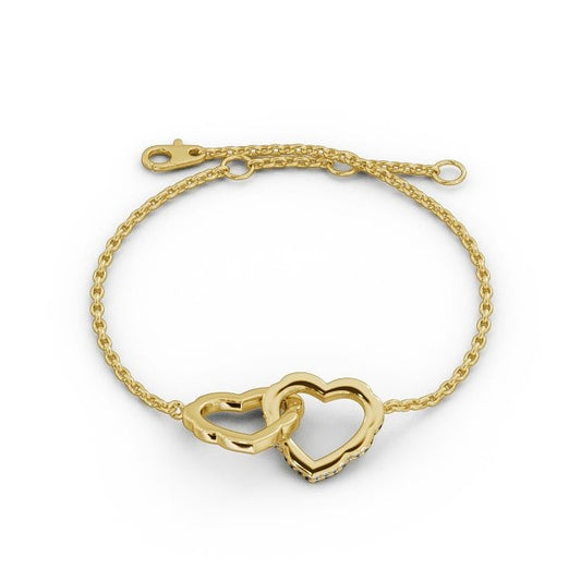 0.38CTW Heart Design Lab Grown Diamond Bracelet  customdiamjewel 10KT Yellow Gold VVS-EF