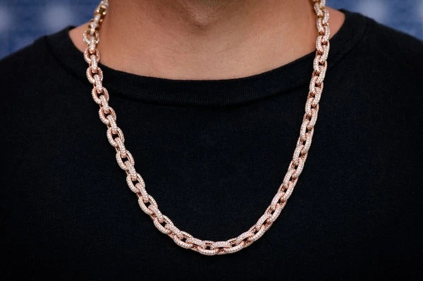 Elongated Hip Hop Iced Out Cuban Chain Necklace customdiamjewel