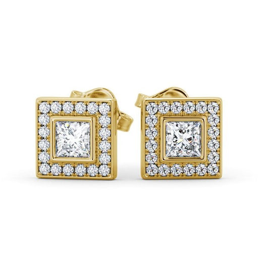 0.55CTW Dainty Square Lab Grown Diamond Earring  customdiamjewel 10KT Yellow Gold VVS-EF