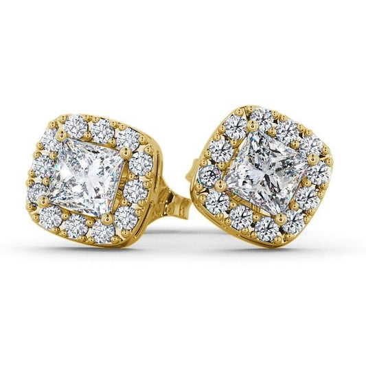 0.75CTW Cluster Princess Cut Lab Grown Diamond Earring  customdiamjewel 10KT Yellow Gold VVS-EF