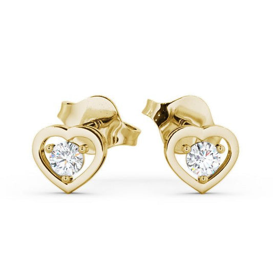 1.20CTW Heart Shaped Round Diamond Stud Earrings  customdiamjewel 10KT Yellow Gold VVS-EF
