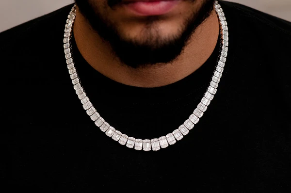 New Style Baguette Cut Diamond Chain Necklace customdiamjewel