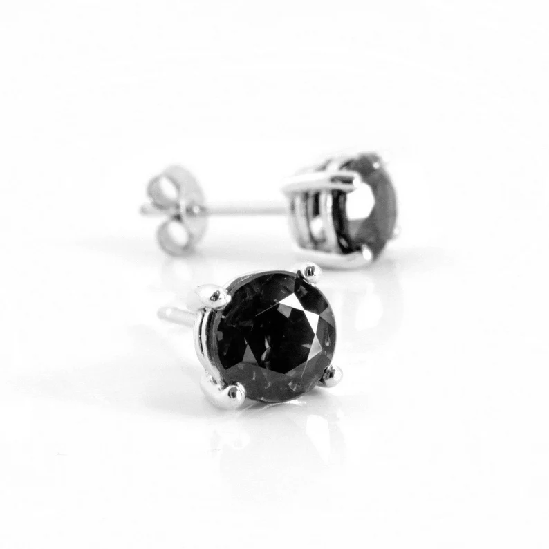 1.0CT Black Moissanite Stud Diamond Earrings customdiamjewel