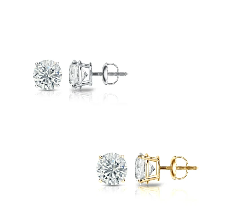 1.0CT Moissanite Round Diamond Solitaire Stud Earrings customdiamjewel