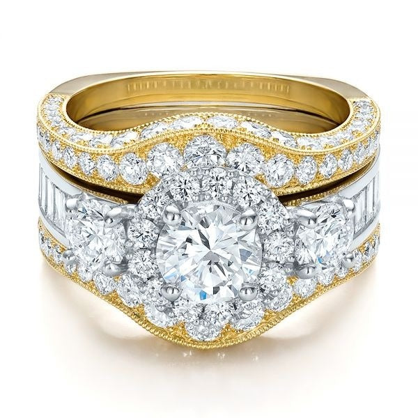 Art Deco Moissanite Bridal Ring Set customdiamjewel
