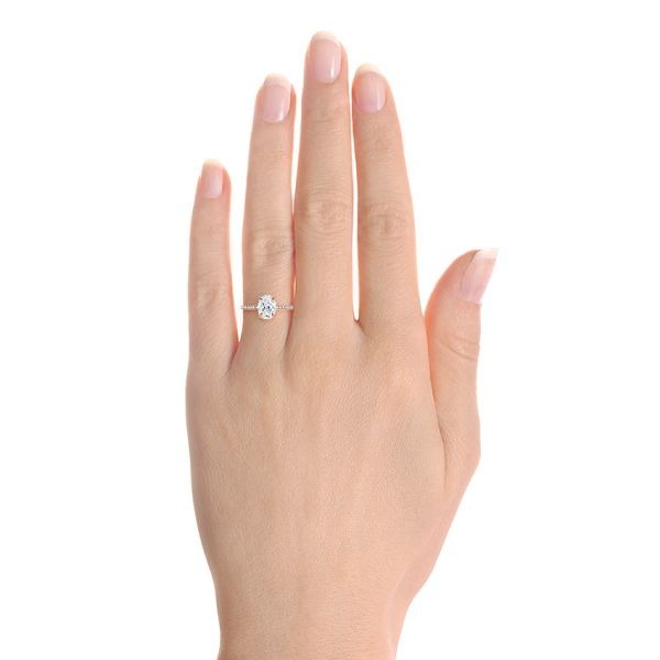 Oval Cut Hidden Halo Moissanite Engagement Ring customdiamjewel