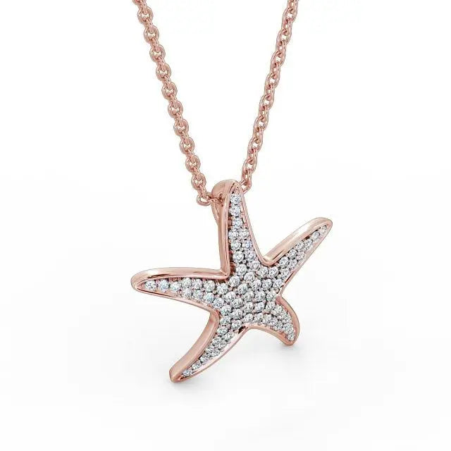 Starfish Shaped 0.32CT Round Lab Grown Diamond pendant customdiamjewel