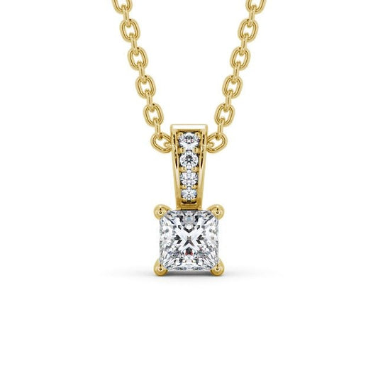 1.00CTW Princess Solitaire Lab Grown Diamond Pendant  customdiamjewel 10KT Yellow Gold VVS-EF