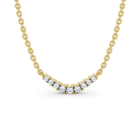0.20CTW Curved Lab Grown Diamond Necklace  customdiamjewel 10KT Yellow Gold VVS-EF