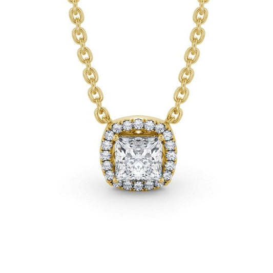 0.50CT Princess Cut Cluster Lab Grown Diamond Pendent  customdiamjewel 10KT Yellow Gold VVS-EF
