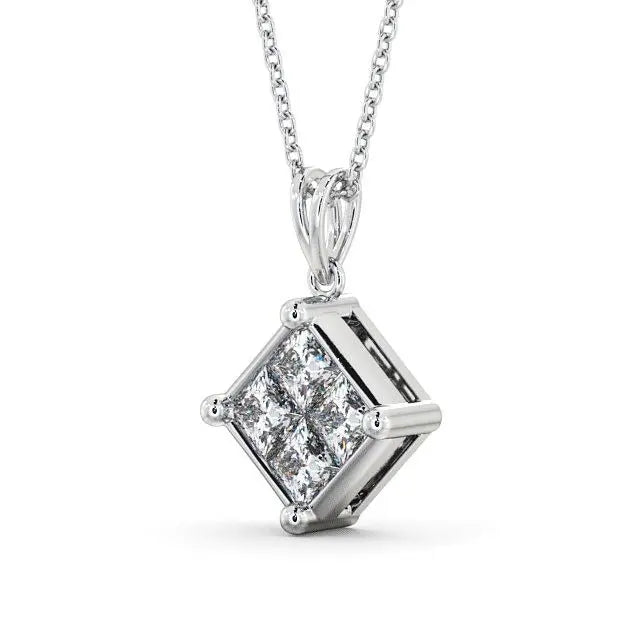 Princess Cut Cluster 0.80CTW Lab Grown Diamond Pendant customdiamjewel