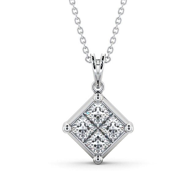 Princess Cut Cluster 0.80CTW Lab Grown Diamond Pendant  customdiamjewel 10KT White Gold VVS-EF