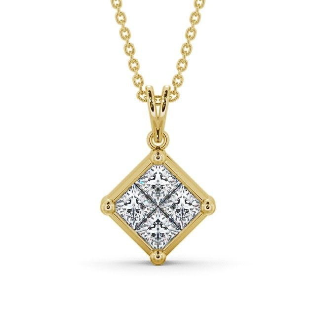Princess Cut Cluster 0.80CTW Lab Grown Diamond Pendant  customdiamjewel 10KT Yellow Gold VVS-EF