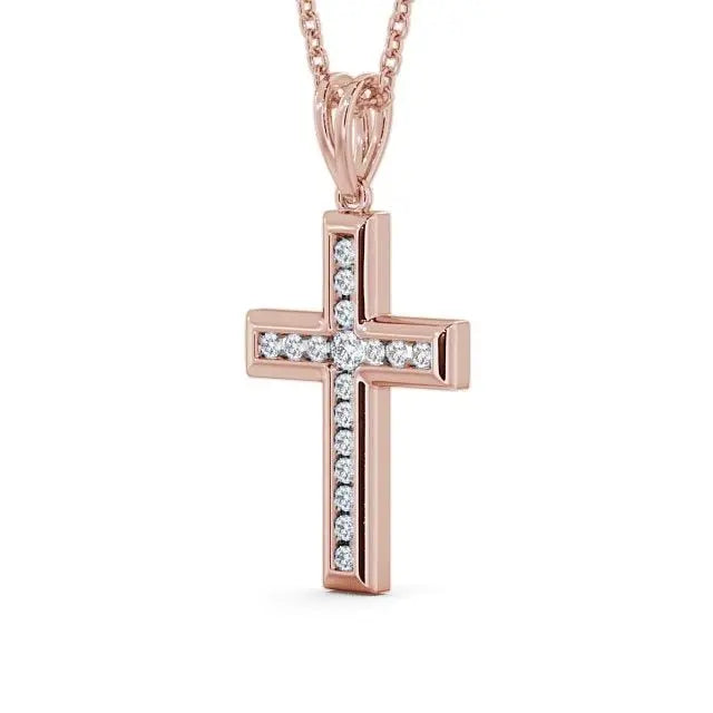 Round Cut Lab Grown Diamond Cross Pendant customdiamjewel