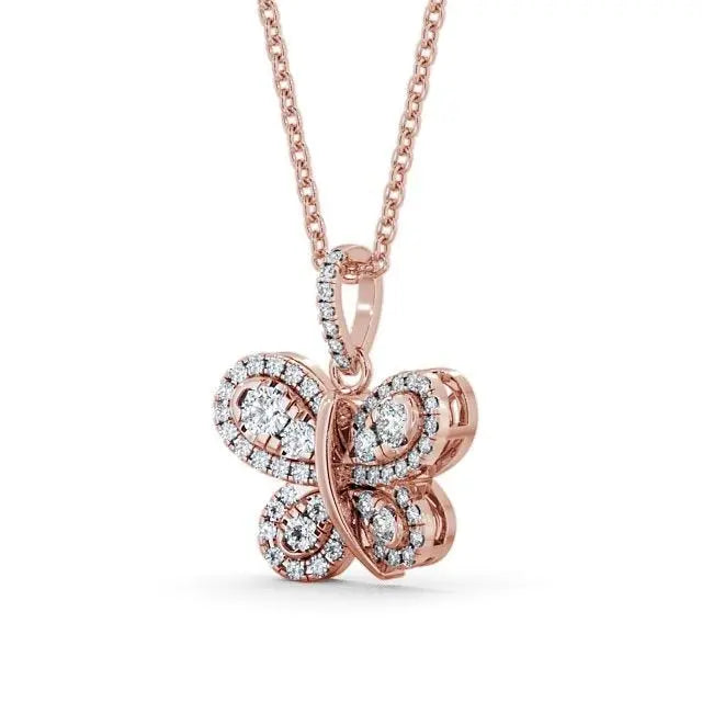 0.55CT Butterfly Round Cluster Lab Grown Diamond Pendant customdiamjewel