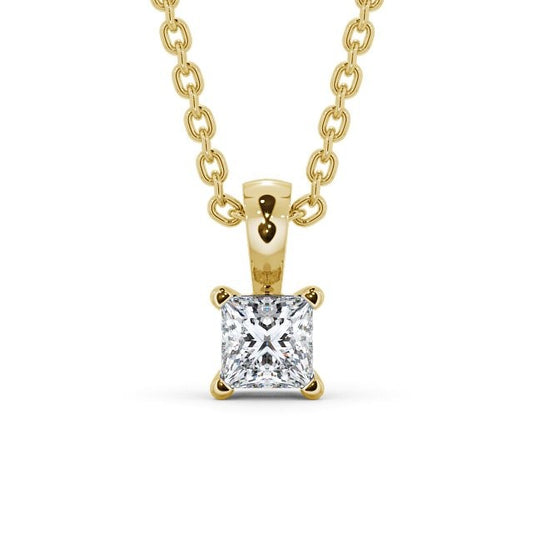 1.20CTW Princess Cut Solitaire Lab Grown Diamond Pendant  customdiamjewel 10KT Yellow Gold VVS-EF