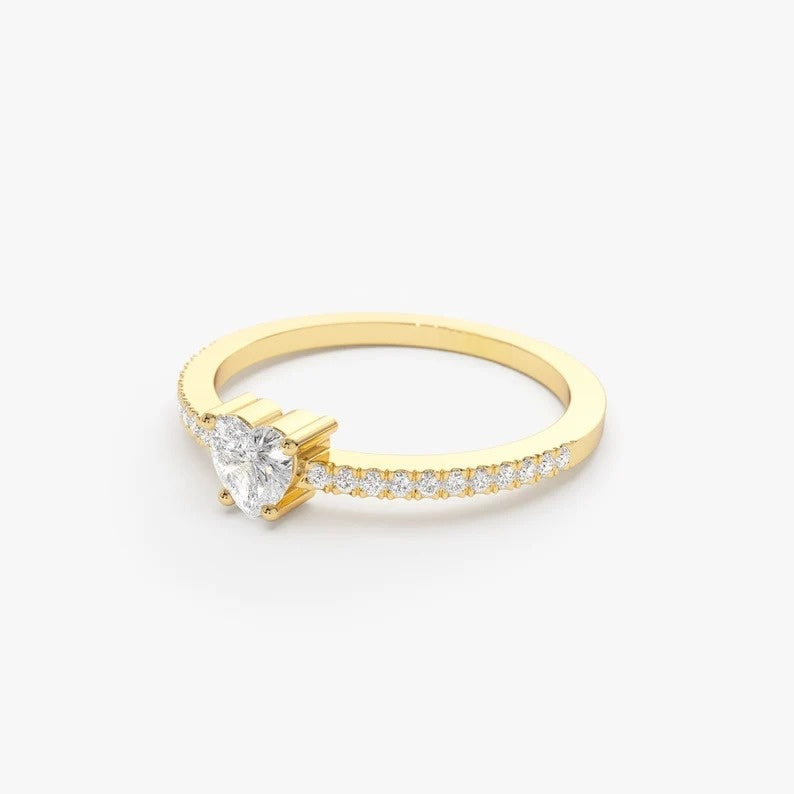 0.40CTW Heart Cut Pave Round Diamond Wedding Band customdiamjewel