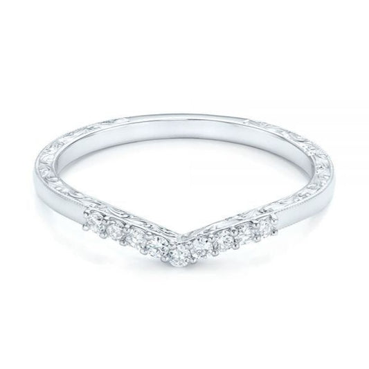 Unique Round Moissanite Wedding Diamond Ring  customdiamjewel 10KT White Gold VVS-EF