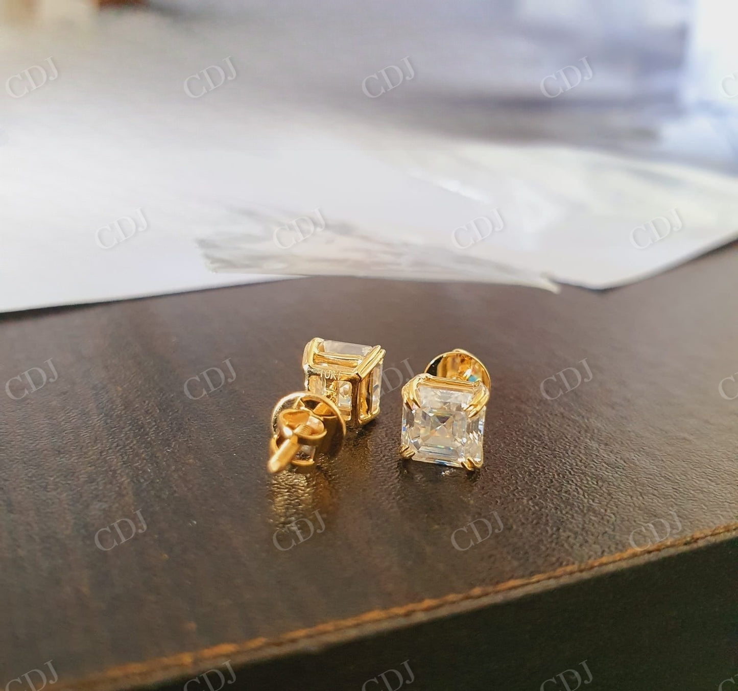 Asscher Cut Moissanite Double Pong Set Earring customdiamjewel