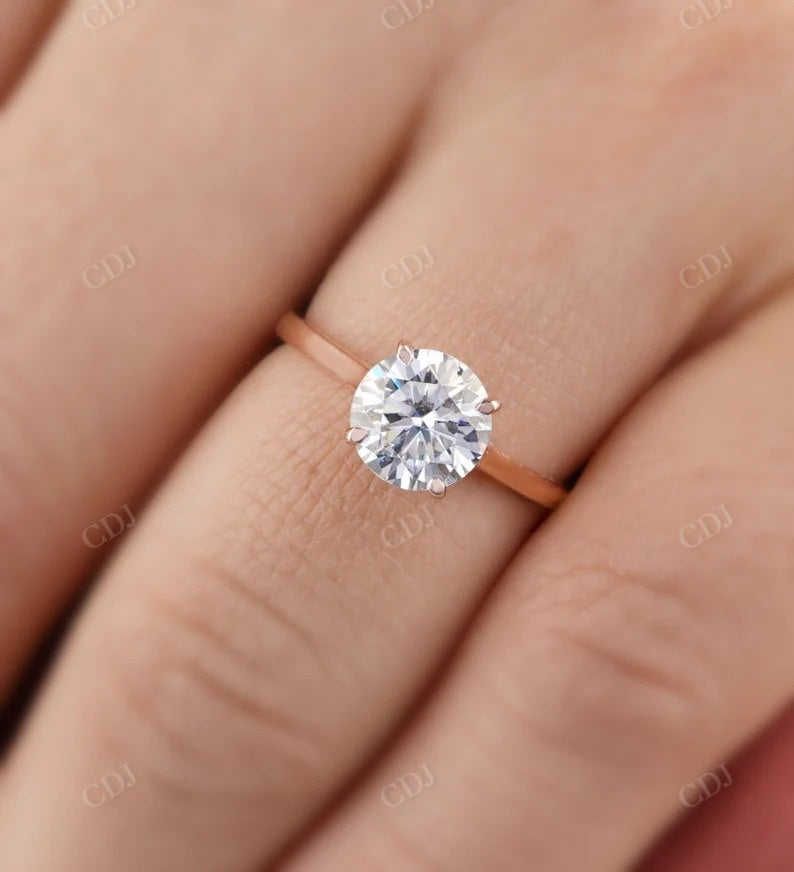 Round Cut Moissanite Solitaire Engagement Ring customdiamjewel