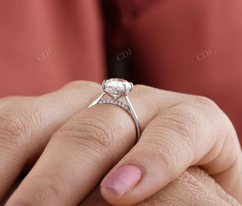 1.5 CT Oval Cut Moissanite Hidden Halo Engagement Ring customdiamjewel