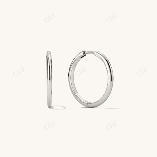 Tiny Bold Round Hoops  customdiamjewel Sterling Silver White Gold 