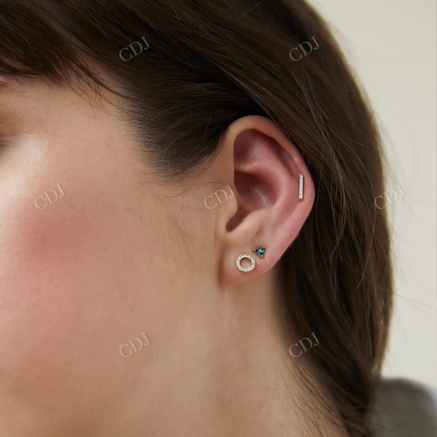 Natural Diamond Single Pave 14K Gold Long Bar Stud Earring customdiamjewel
