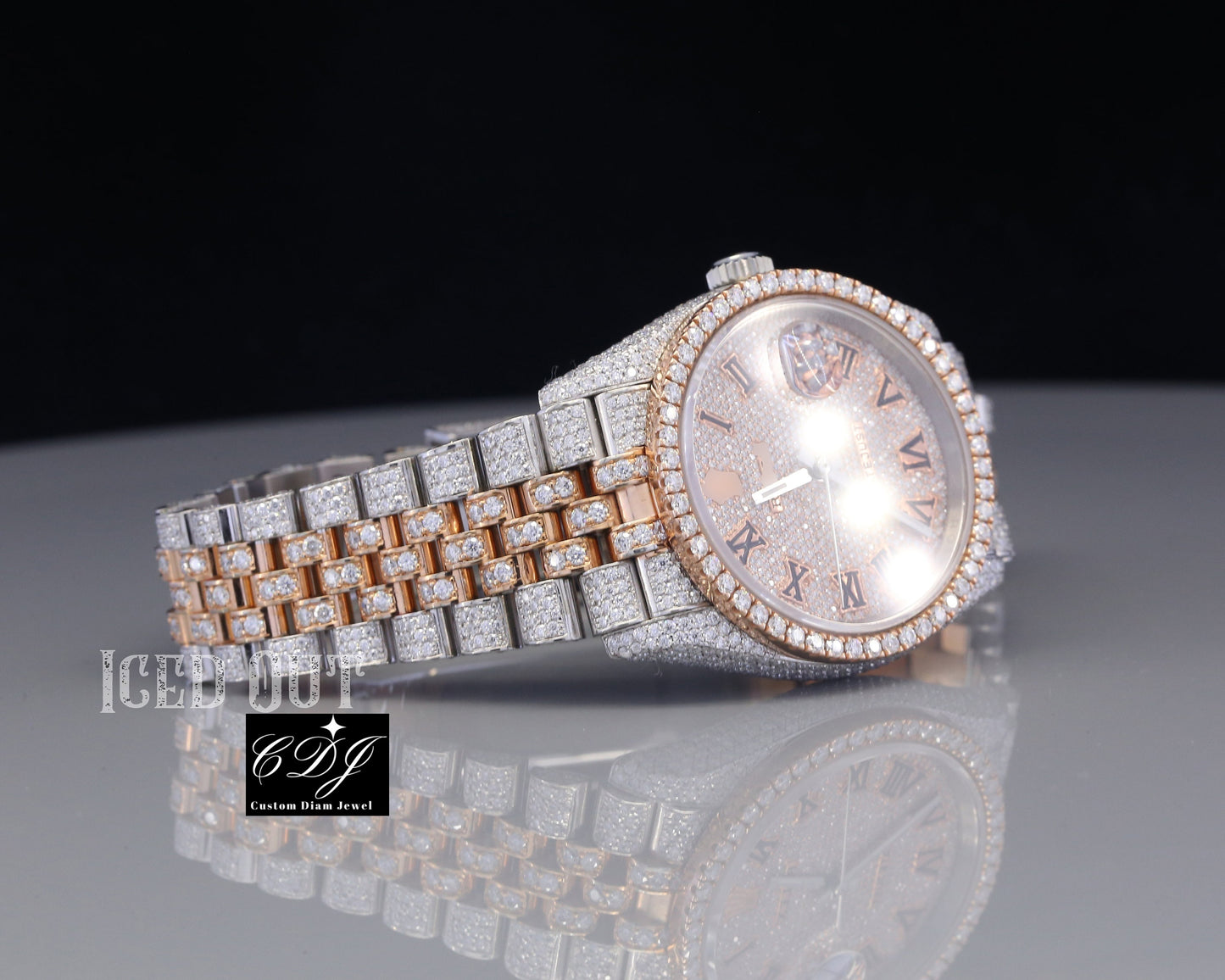 Hip Hop Natural Diamonds Two Tone Rolex Watches customdiamjewel