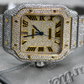 Fully Iced Out Cartier Lab Grown Diamond Studded Hip Hop Watch customdiamjewel