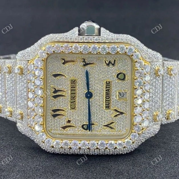 Fully Iced Out Moissanite Custom Cartier Watch customdiamjewel