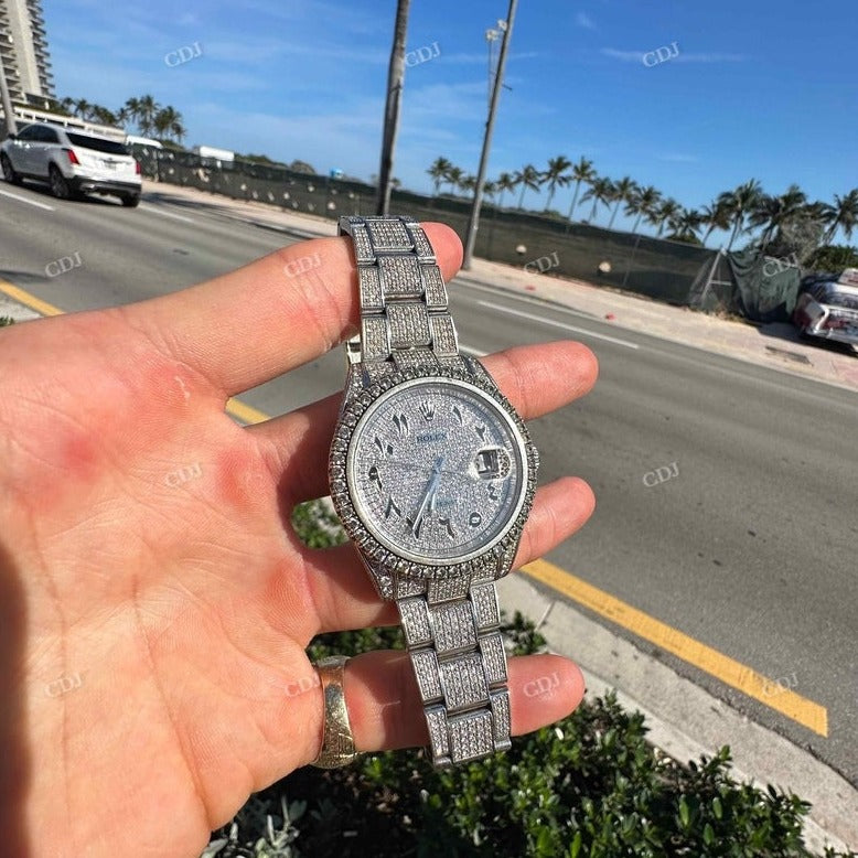Fully Iced Out Rolex Moissanite Watch For Men customdiamjewel