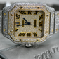 Fully Iced Out Cartier Lab Grown Diamond Studded Hip Hop Watch customdiamjewel