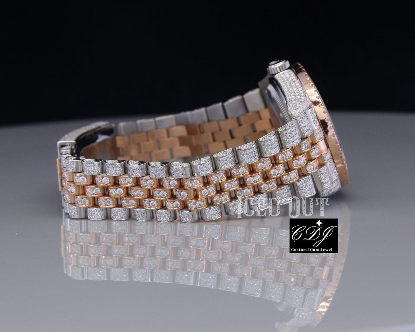 Hip Hop Natural Diamonds Two Tone Rolex Watches customdiamjewel