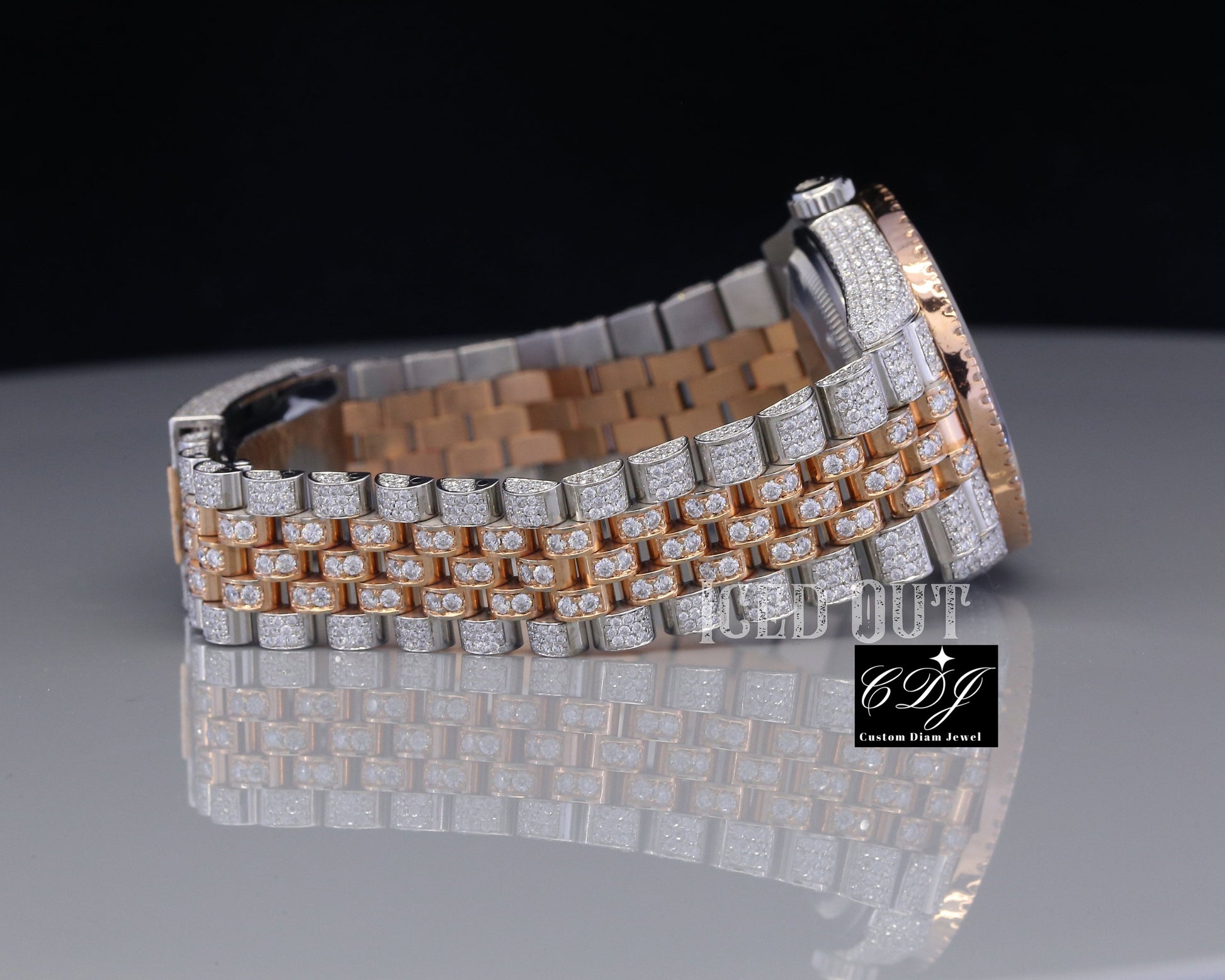 Hip Hop Natural Diamonds Two Tone Rolex Watches customdiamjewel