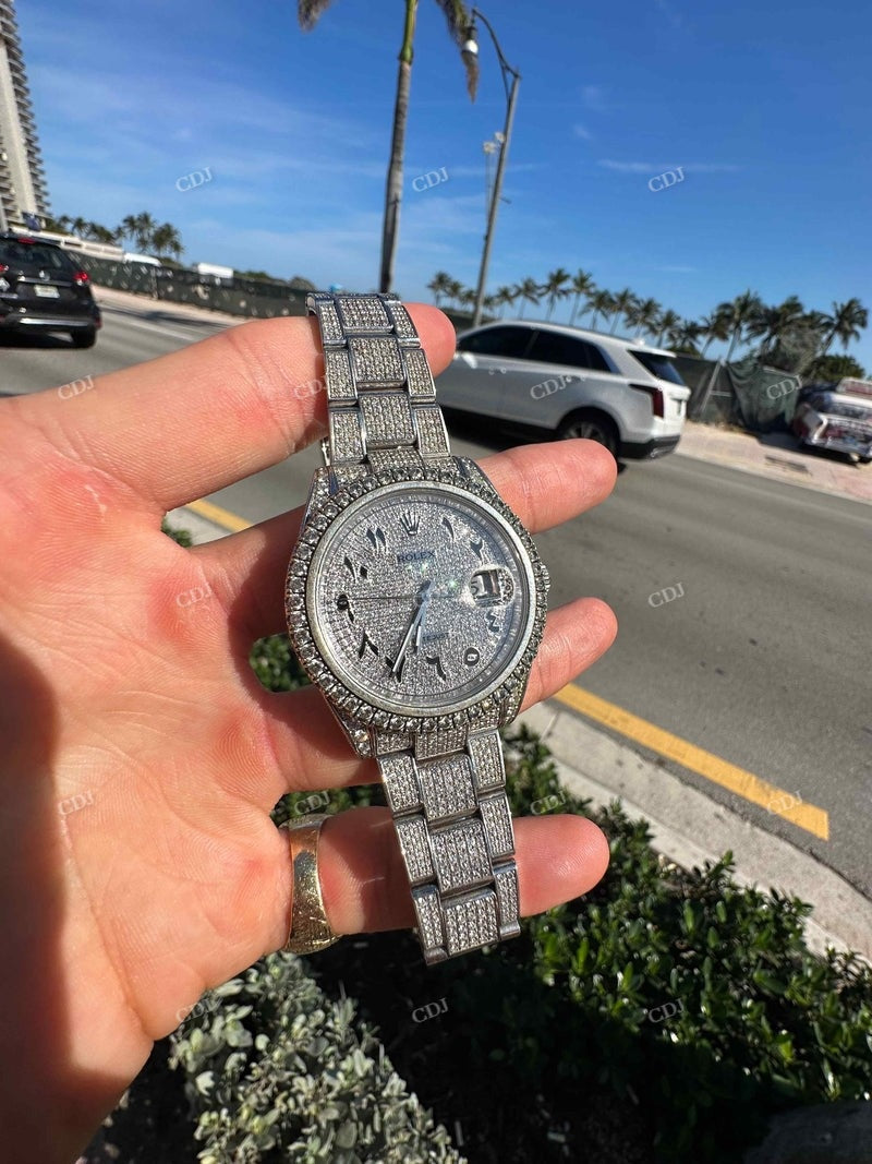 Fully Iced Out Rolex Moissanite Watch For Men customdiamjewel