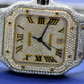 Fully Iced Out Cartier Lab Grown Diamond Studded Hip Hop Watch customdiamjewel