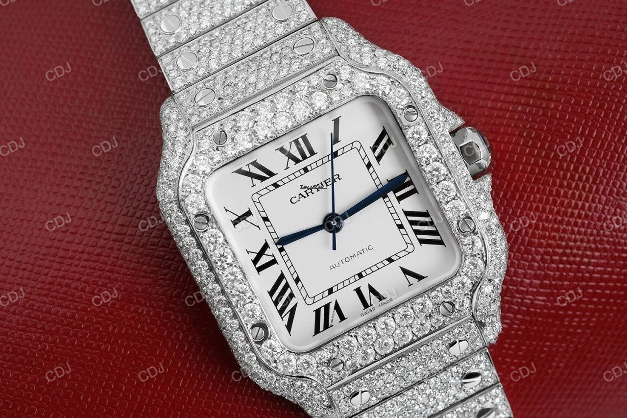 Moissanite Diamond Studded Hip Hop Iced Out Watch For Men Cartier Watch customdiamjewel