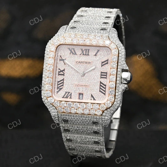 Hip Hop Bust Down Two Tone Cartier Custom Watch customdiamjewel