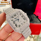 Fully Iced Out Cartier Moissanite Diamond Hip Hop Automatic Buss Down Watch customdiamjewel
