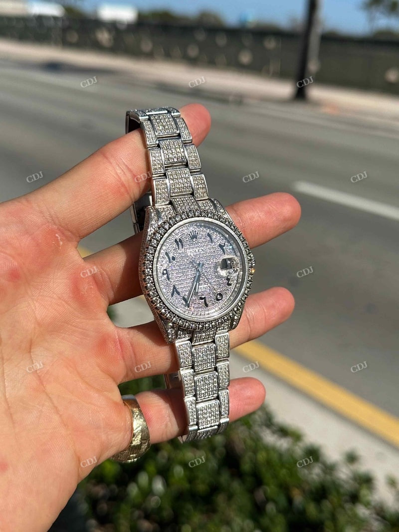 Fully Iced Out Rolex Moissanite Watch For Men customdiamjewel
