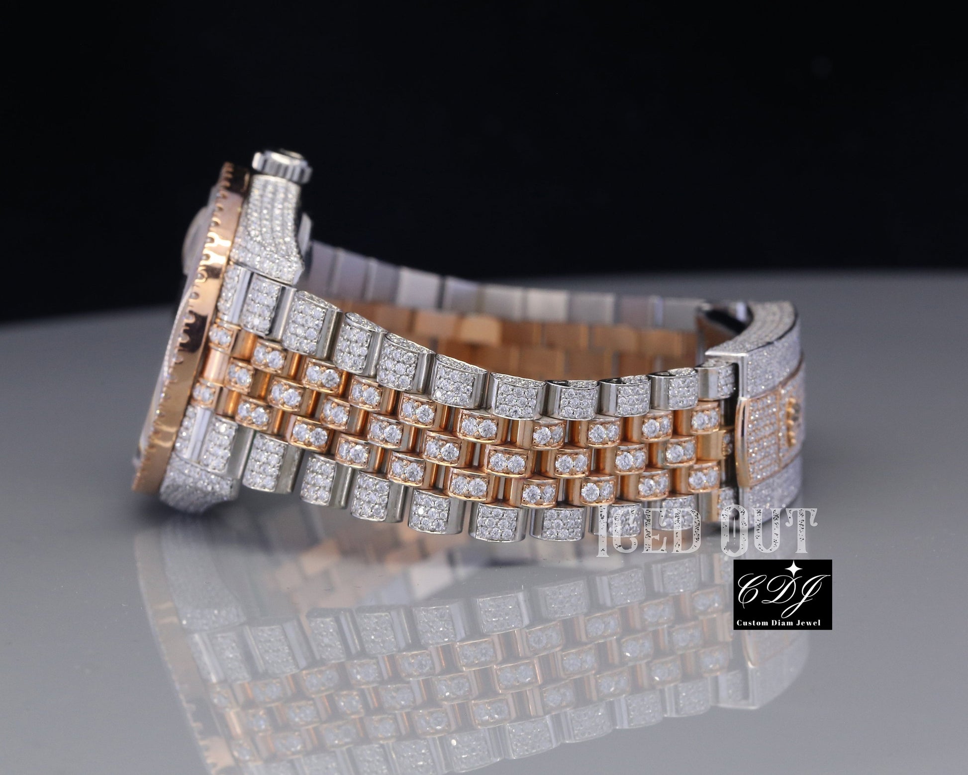 Hip Hop Natural Diamonds Two Tone Rolex Watches customdiamjewel