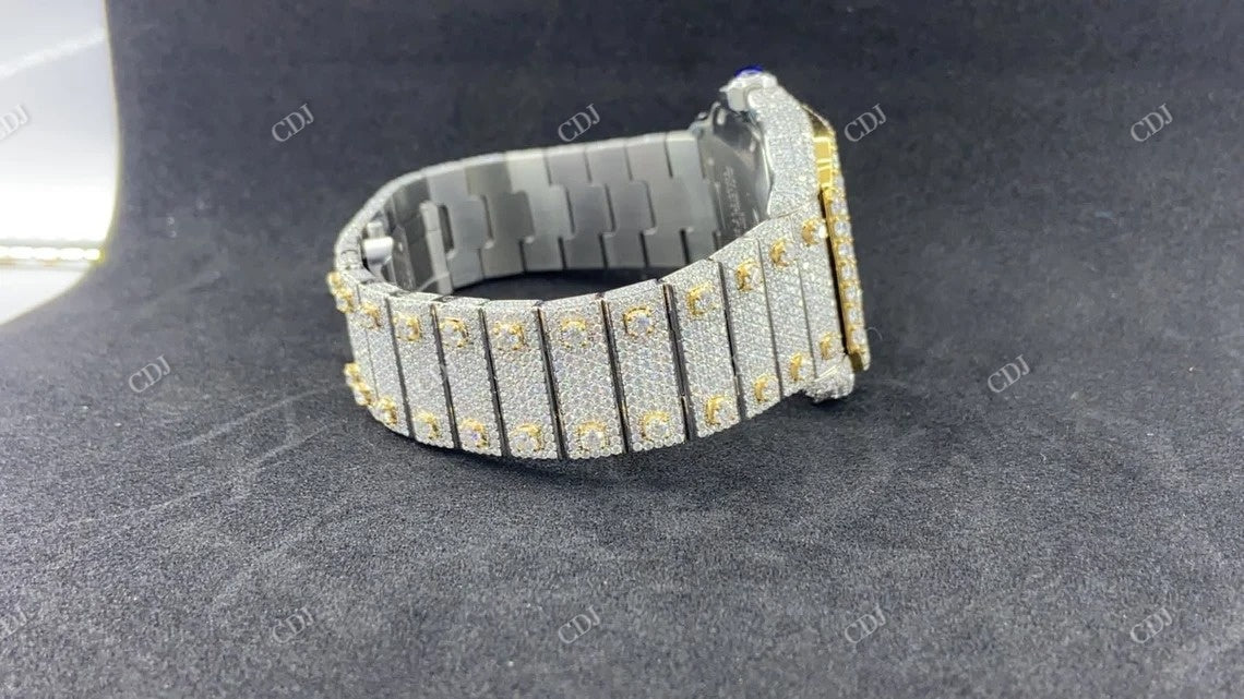 Fully Iced Out Moissanite Custom Cartier Watch customdiamjewel