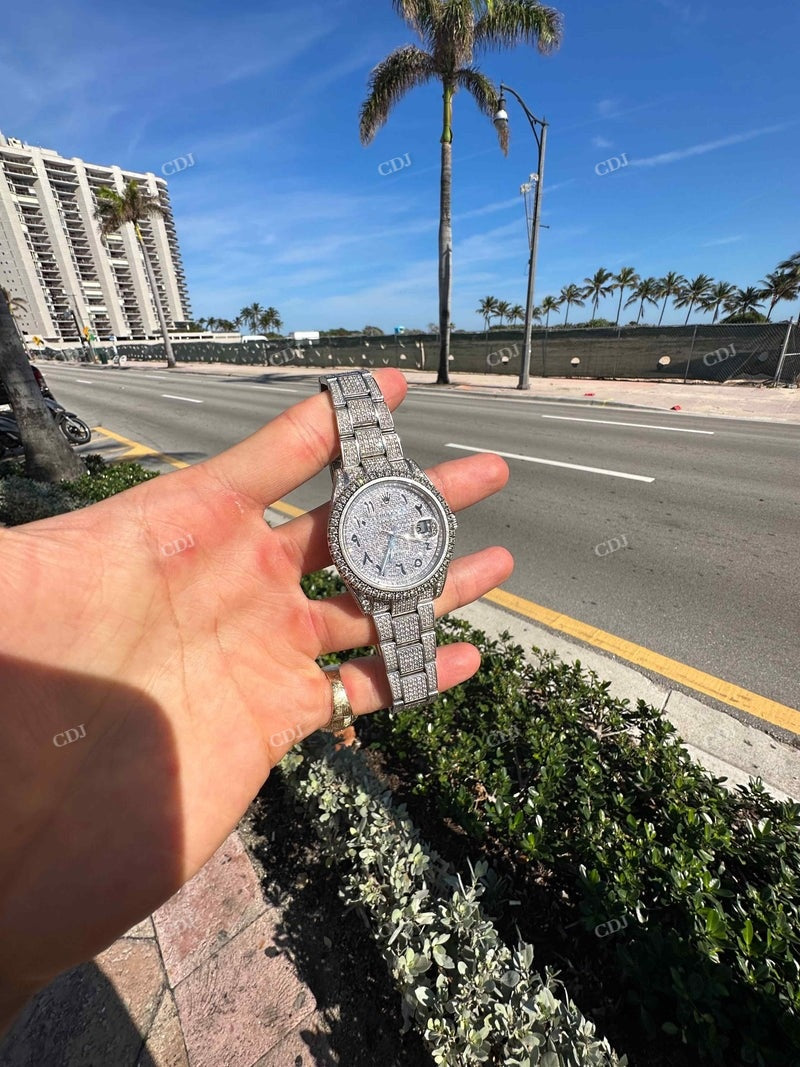 Fully Iced Out Rolex Moissanite Watch For Men customdiamjewel