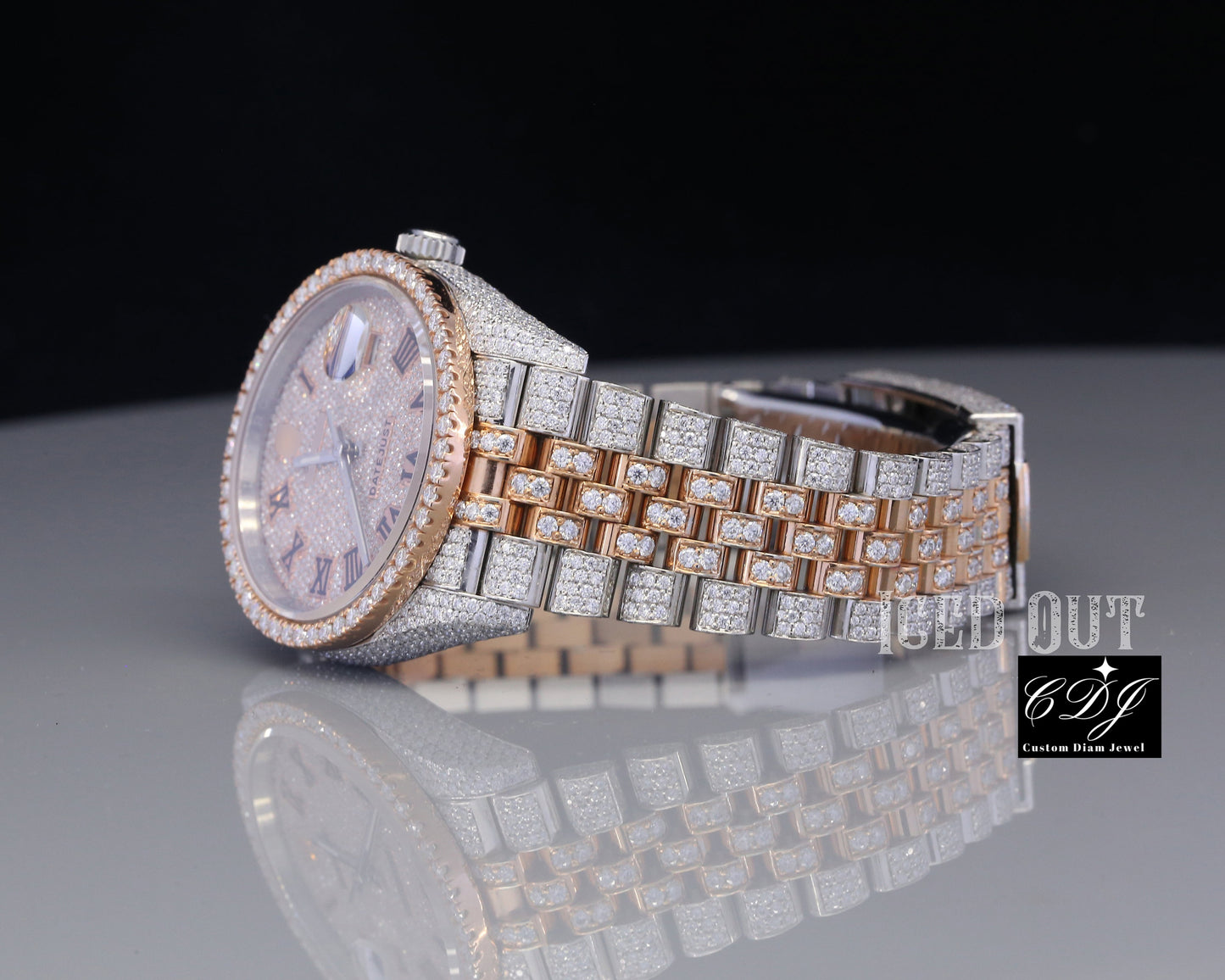 Hip Hop Natural Diamonds Two Tone Rolex Watches customdiamjewel
