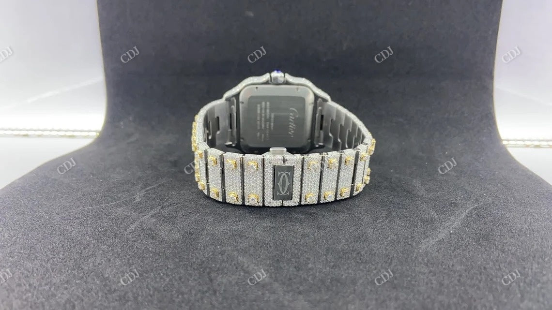 Fully Iced Out Moissanite Custom Cartier Watch customdiamjewel