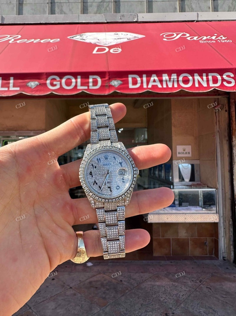 Fully Iced Out Rolex Moissanite Watch For Men customdiamjewel