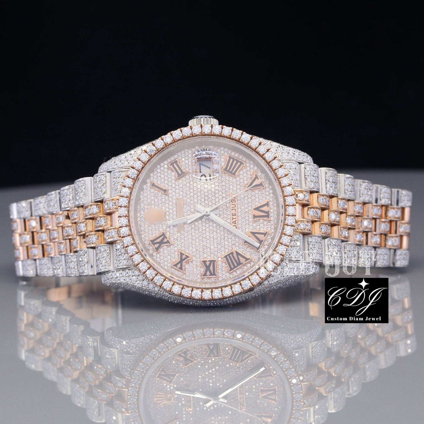 Hip Hop Natural Diamonds Two Tone Rolex Watches customdiamjewel