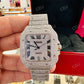 Fully Iced Out Cartier Moissanite Diamond Hip Hop Automatic Buss Down Watch customdiamjewel